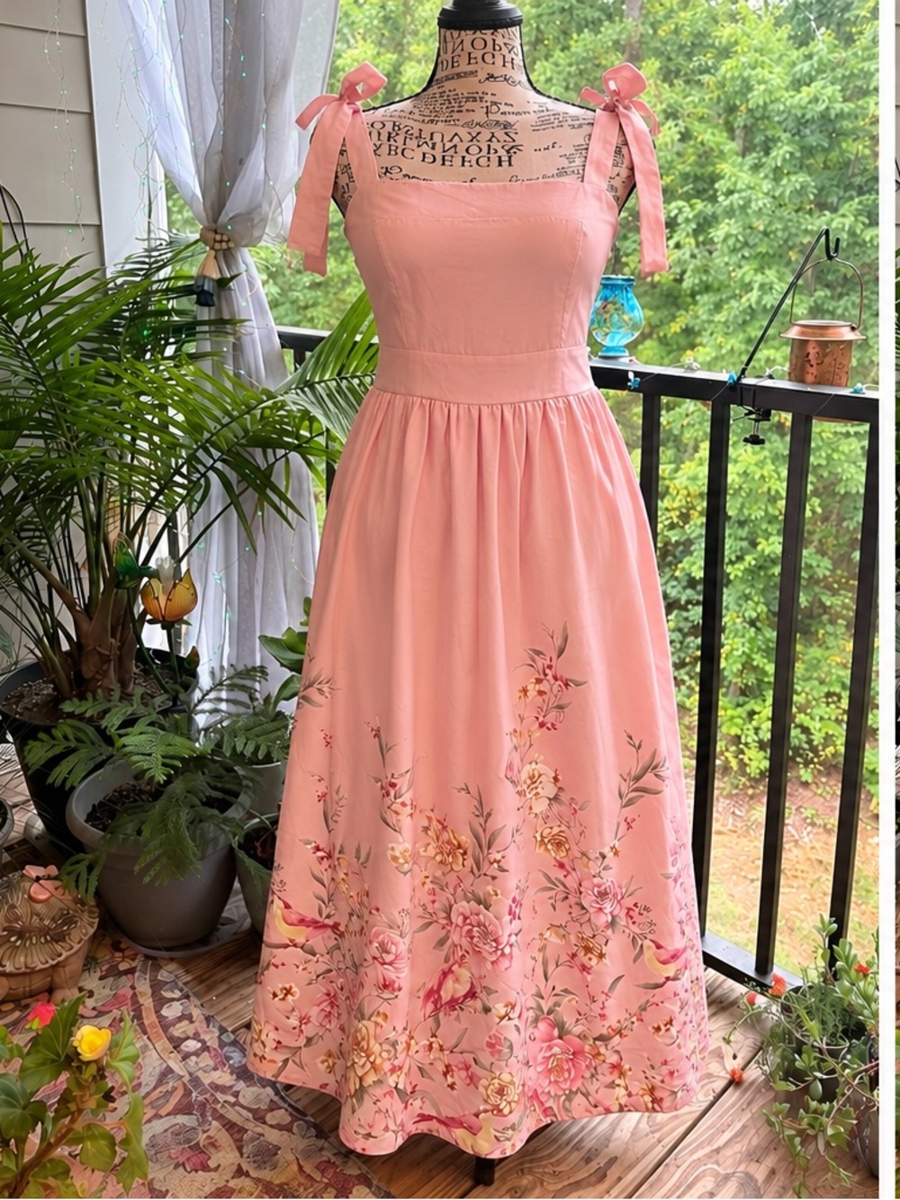 Joie Pink Floral Tie-Shoulder Midi Dress